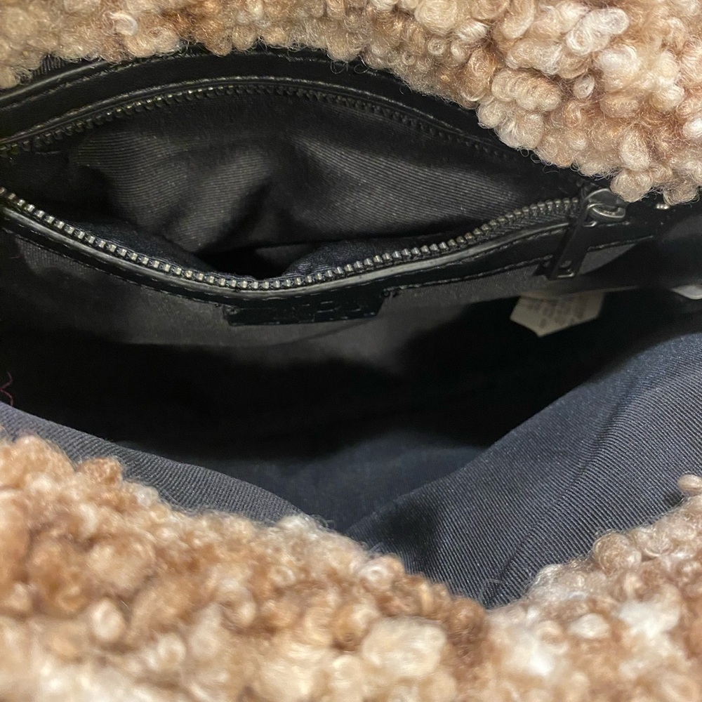 Zara Faux Fur Crossbody Flap Bag Pink Cream Tan Plaid Chain strap - Picture 9 of 13